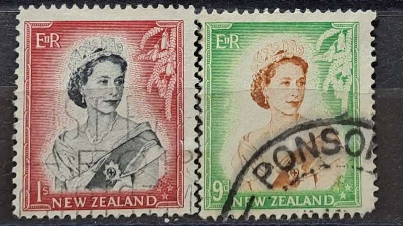 1954 - New Zealand -  WM - 1, 9 - Queen Elizabeth