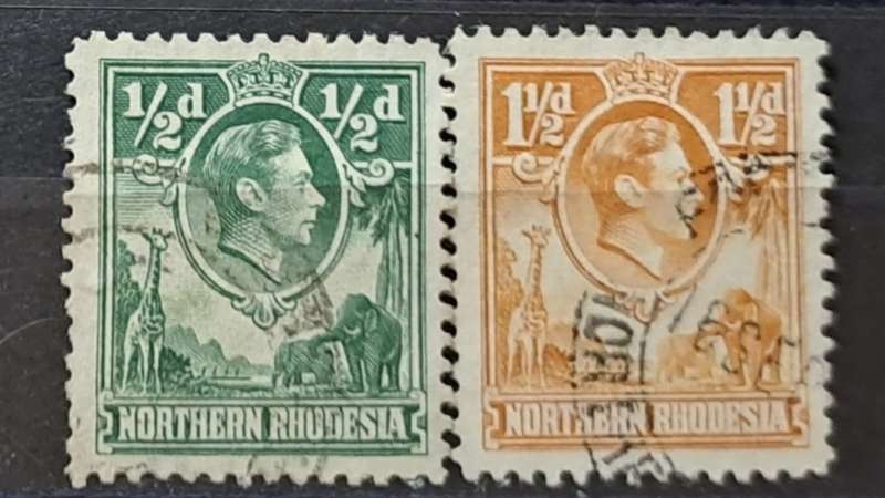1938 - Northern Rhodesia (Zambia) -  WM - ½P + 1½P - King George VI`