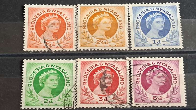 1954 - Rhodesia & Nyasaland (Zimbabwe) - ½, 2½, 1, 2, 3, 6 - Queen Elizabeth