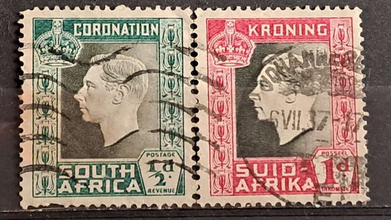 1937 - South Africa - WM - ½, 1 - Coronation of King George VI