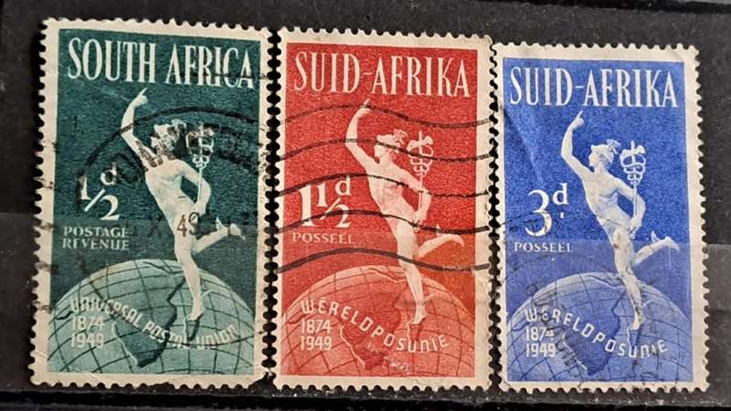 1949 - South Africa - WM - ½, 1½, 3 - The 75 Anniversary of the Universal Postal Union