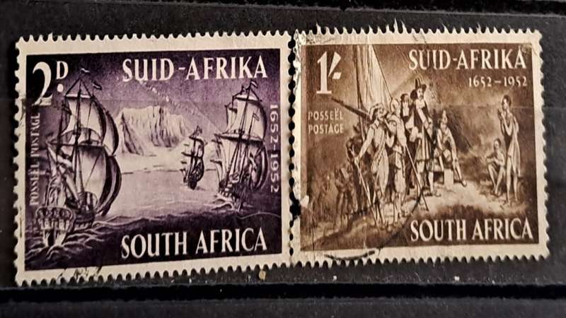 1952 - South Africa - WM - 2, 1 - The 300th Anniversary of the Landing of Van Riebeeck
