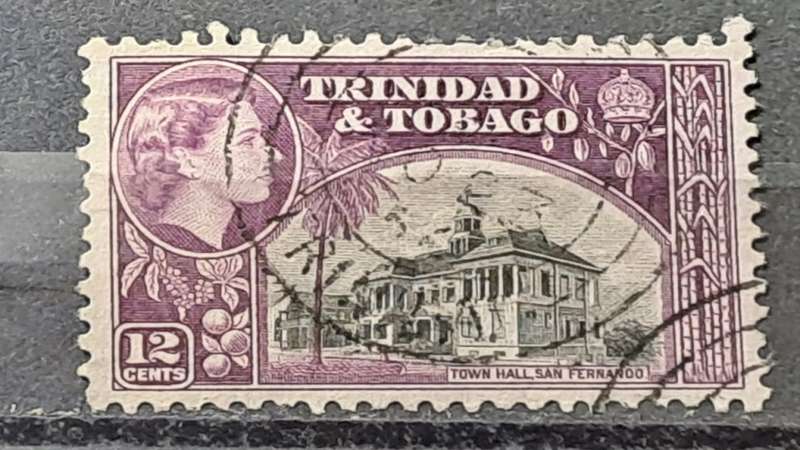 1953-1955 - Trinidad & Tobago -  WM - 12 - Town Hall, San Fernando