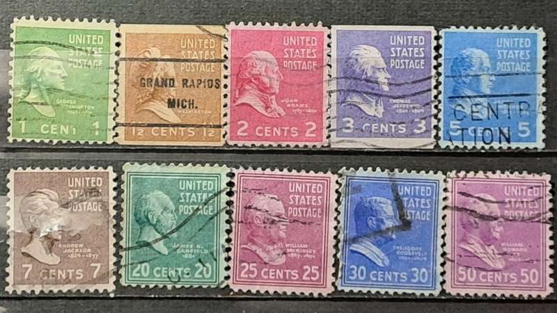 1938-1939 - USA - 1, 1½, 2, 3, 5, 7, 20, 25, 30, 50 - Presidential Issue