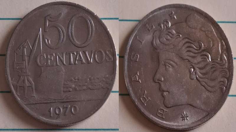 1970 - Brazil - Effigy of the Liberty - Demonetised Aug 1994 - Copper-nickel 