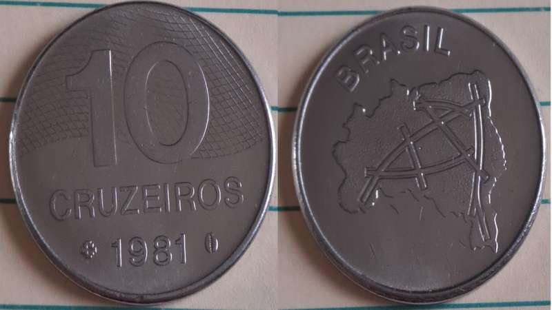 1981 - Brazil - Map of Brazil`s main road - Demonetised Mar 1986 - Stainless steel