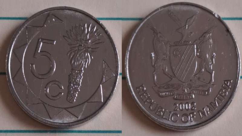 2002 - Namibia - Mopane Aloe - Demonetised - No - Nickel plated steel