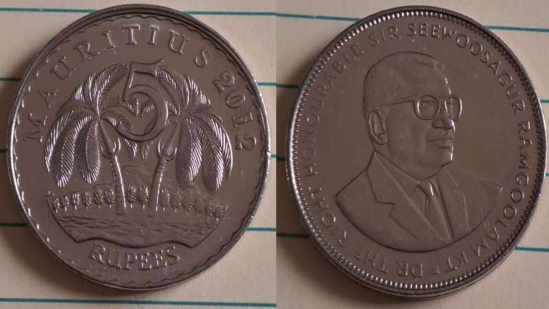 2012 - Mauritius -  AU/UNC - Sir Seewoosagur Ramgoolam  - Demonetised - No - Nickel plated steel
