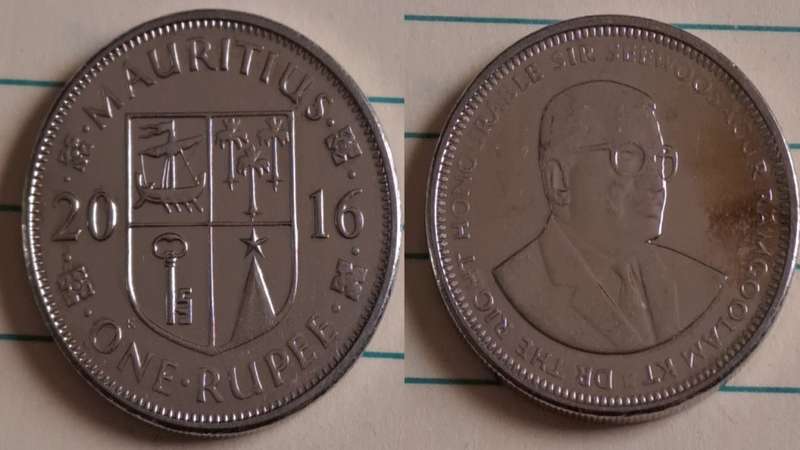 2016 - Mauritius -  AU/UNC - Sir Seewoosagur Ramgoolam  -  - Nickel plated steel