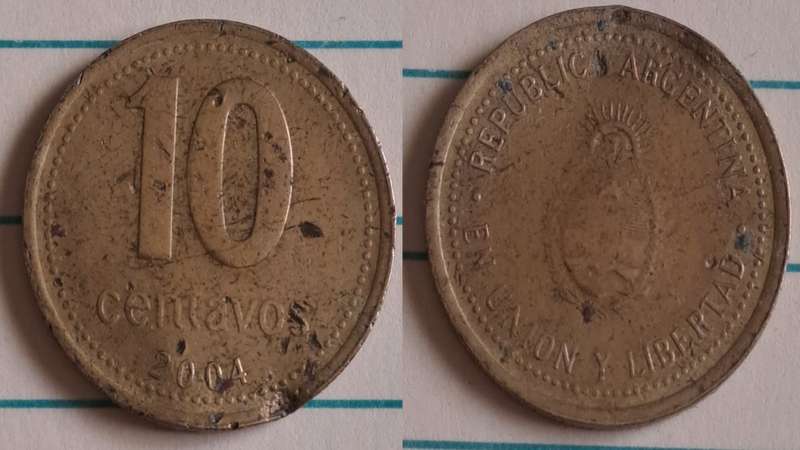2004 - Argentina - 10 - The arms of Argentina  - Demonetised - No - Aluminium bronze