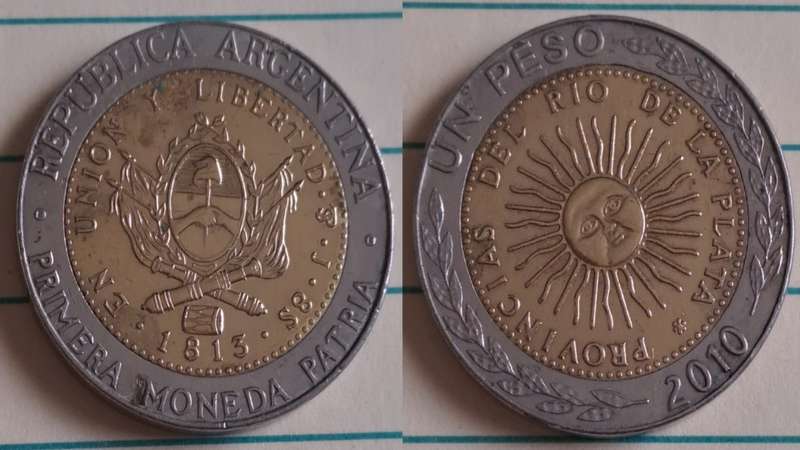 2010 - Argentina - 1 - A replica of the obverse of the first national coin  - Demonetised - No - Bi