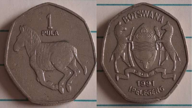 1991 - Botswana - 1 - Zebra - Demonetised Jul 2014 - Nickel brass