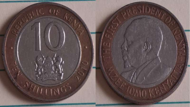 2010 - Kenya - 10 - Mzee Jomo Kenyatta - Demonetised - No - Bimetallic