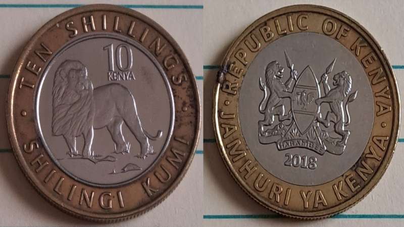 2018 - Kenya - 10 - Coat of Arms - Demonetised - No - Bimetallic