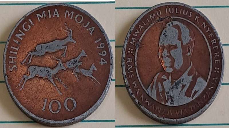 1994 - Tanzania - 100 - Julius K. Nyerere - Demonetised - No - Brass plated steel