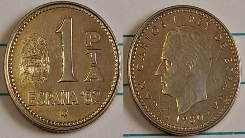 1980 - Spain - 1 - Circulating commemorative coin - Demonetised Jan 1997 - Aluminium bronze