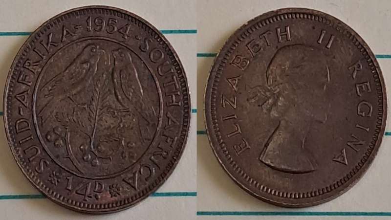 1954 -  SA -  ¼ Penny - Elizabeth II  -  Demonetised - March 1961 -  Bronze