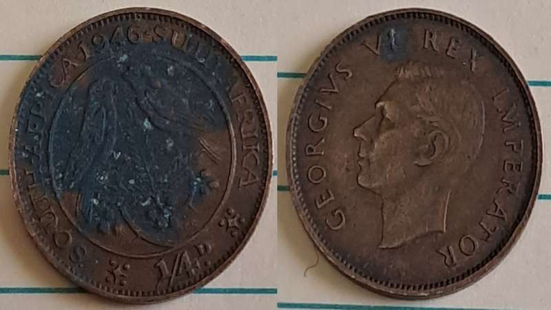 1946 - SA -  ¼ Penny - George VI -  Demonetised - March 1961 -  Bronze