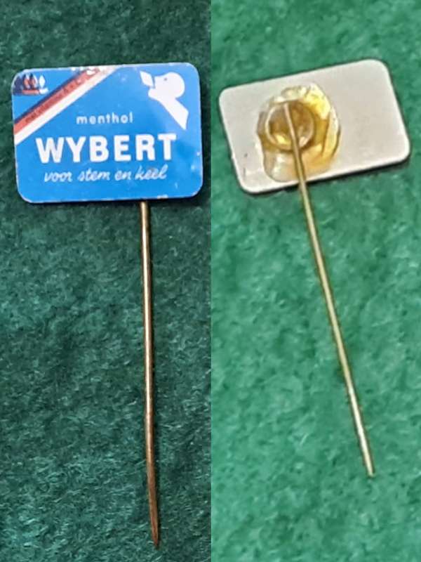 Pin: Vintage Swiss Advertising  - `Wybert Menthol - voor stem en keel`