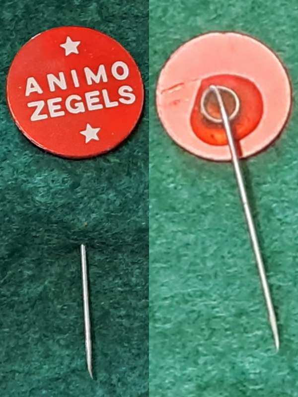 Pin: Vintage Dutch Advertising  - `Animo Zegels` -  Red