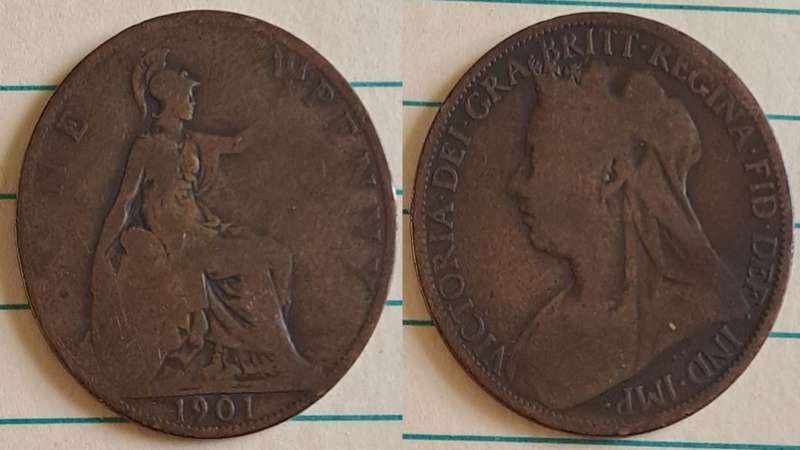 1901 -  UK -  One Penny - Queen Victoria - Bronze -  Demonetised Aug 1971