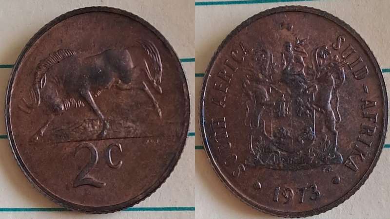 1973 - SA -  2 - AU/NC- Coat of Arms/Wildebeest - Bronze