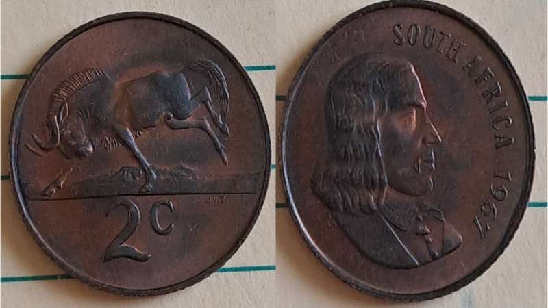 1967 - SA -  2 - Jan van Riebeek/Wildebeest - English - Bronze