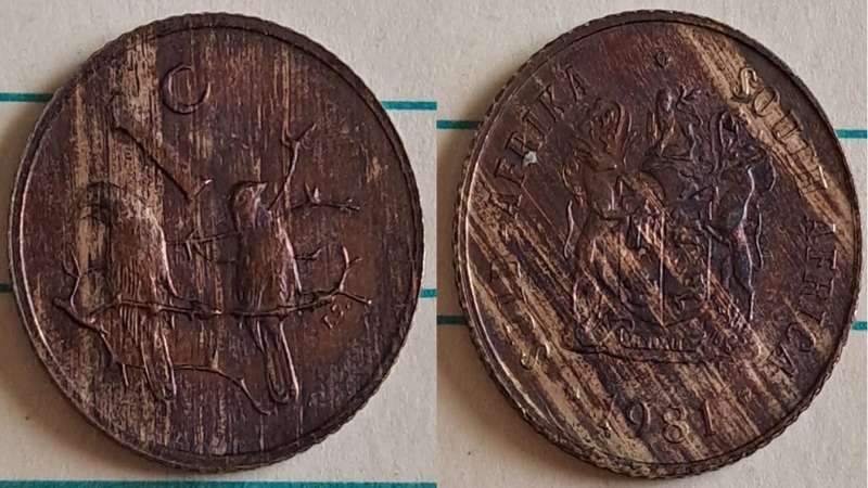 1981 - SA -  1 - Coat of Arms/Two Cape sparrows - Bronze