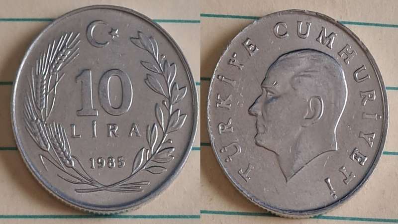 1985 - Turkey - 10 Lira - Head of Atatürk - Demonetised - Yes - Aluminium