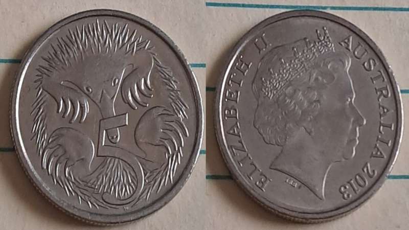 2013 - Australia - 5 -AU/NC - Spiny Anteater - Demonetised - No  - Copper-nickel
