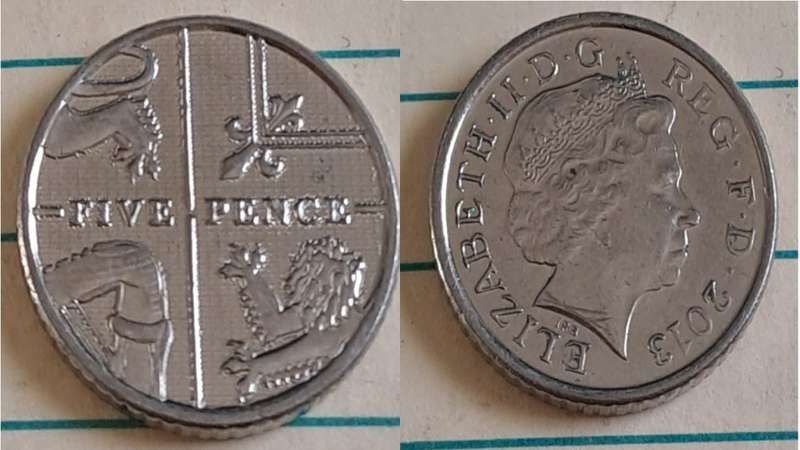 2013 - UK -  Five Pence  - AU/NC- Queen Elizabeth II -  Demonetised - No -  Nickel plated steel