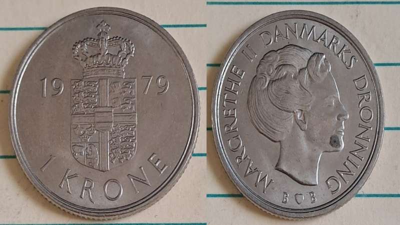 1979 -  Denmark -  1 - Margrethe II - Demonetised - No - Copper-nickel