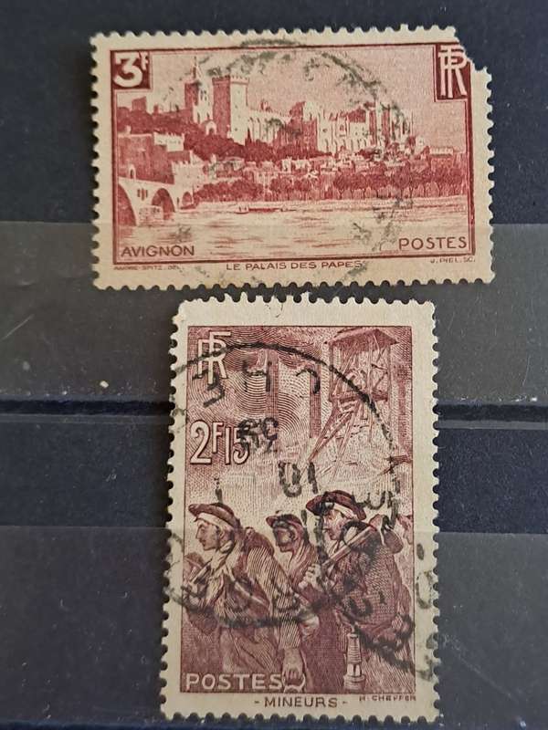 1938-1939 - France - 3F + 2F15 - Le Palais de Papes + Mineurs