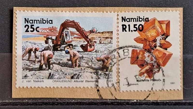 1991 - Namibia   -  Postmark Karibib - 25c, R1.50 - Minerals