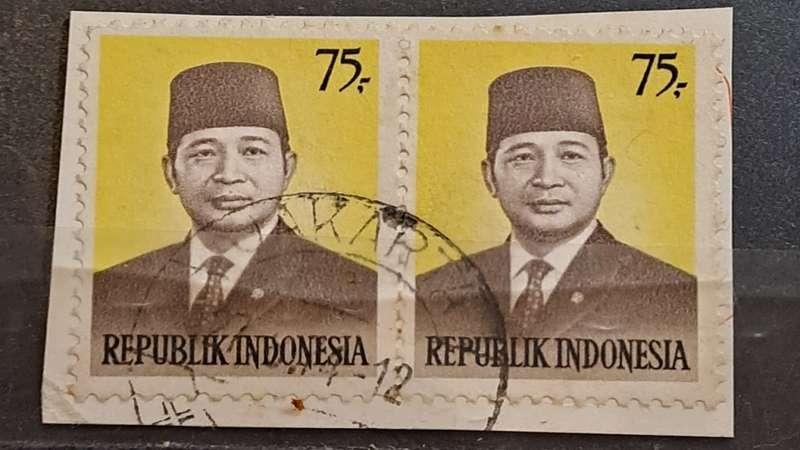 1974 - Indonesia -  Postmark Jakarta - Pair -  75c - President Sukarno