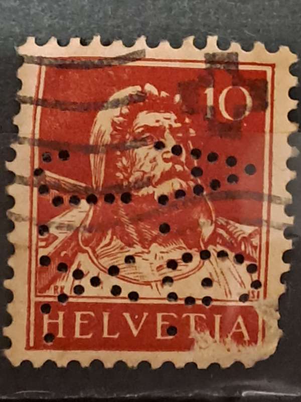 1914 - Switzerland - Perfin - 10 - Wilhelm Tell