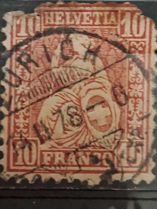 1867-1881 - Switzerland - Postmark Zurich - 10 - Helvetia