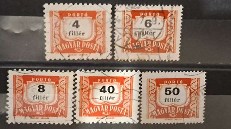 1958-1965 - Hungary  - 4, 6, 8, 40, 50 - Postage Due Stamps