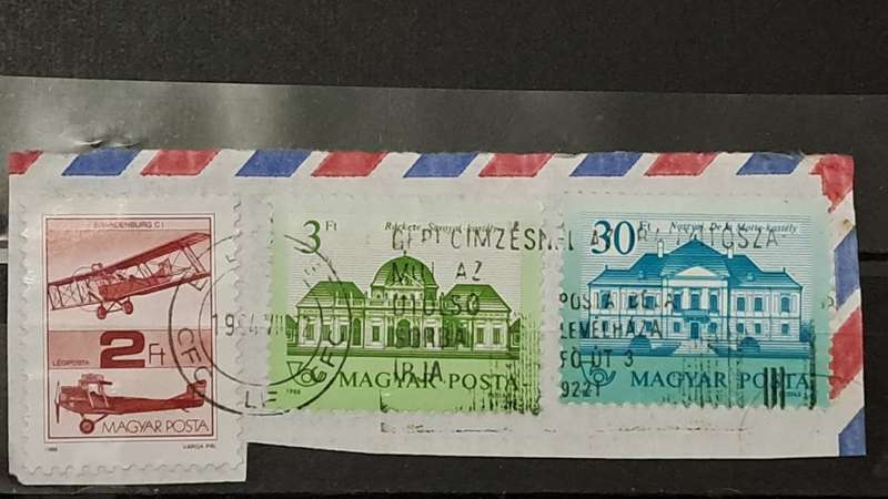 1988/1986/1987 - Hungary  -  Red airmail? - 2, 3, 30 - Airmail + Castles + Castles
