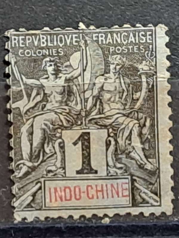1892-1896 - Indo-China (French Colony) -  Unused - 1 -  Inscription `Indo-Chine` on Coloured Paper
