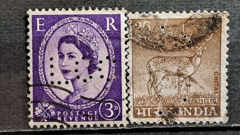 Perfin 1952 - 1974    Lot of 2