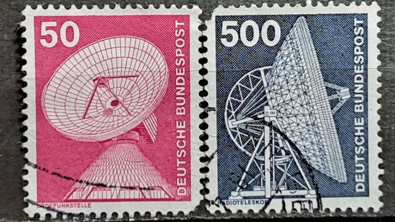 1975 - Deutche Bundespost - 50 + 500 - Erdefunkstelle + Radioteleskop
