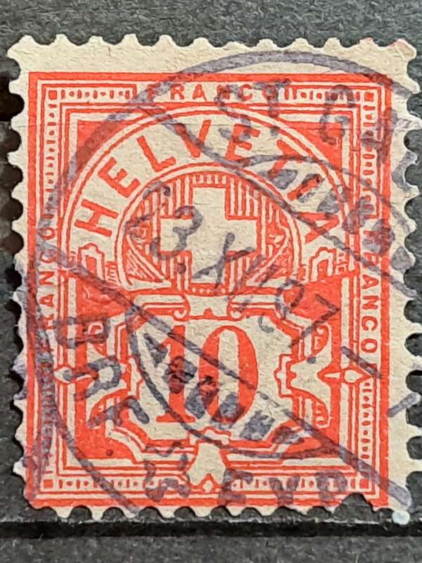1882 - Switzerland - 10 -  WM - Cross and Shield
