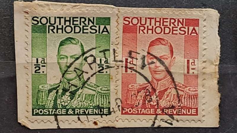 1937 - Southern Rhodesia - Postmark Hartley - 1/2 + 1P - King George VI
