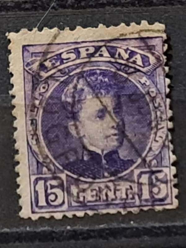 1902-1905 - Spain - 15 - King Alfonso XIII - Blue Control Number on Backside