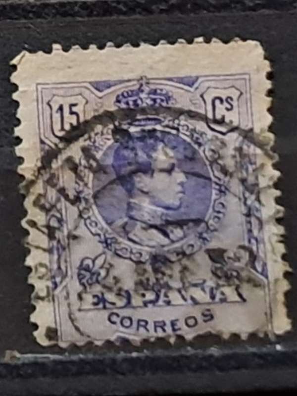 1909-1917 - Spain - 15 - King Alfonso XIII - Blue Control Number on Backside