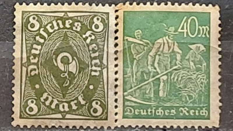 1922/1923 - Deutches Reich - Unused - 8 + 40 - Coach horn +  Farming