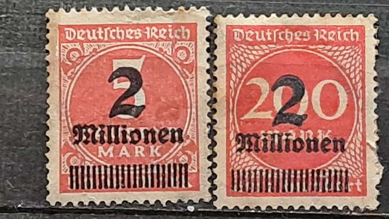 1923 - Deutches Reich -  Unused - 2 Millionen Overprint  /200 mark + 2 Millionen Overprint  /5 Mark