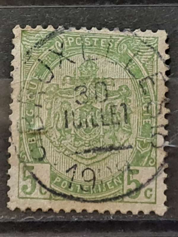 1908 - Belgium - Postmark Bruxelles - 5 - Coat of Arms