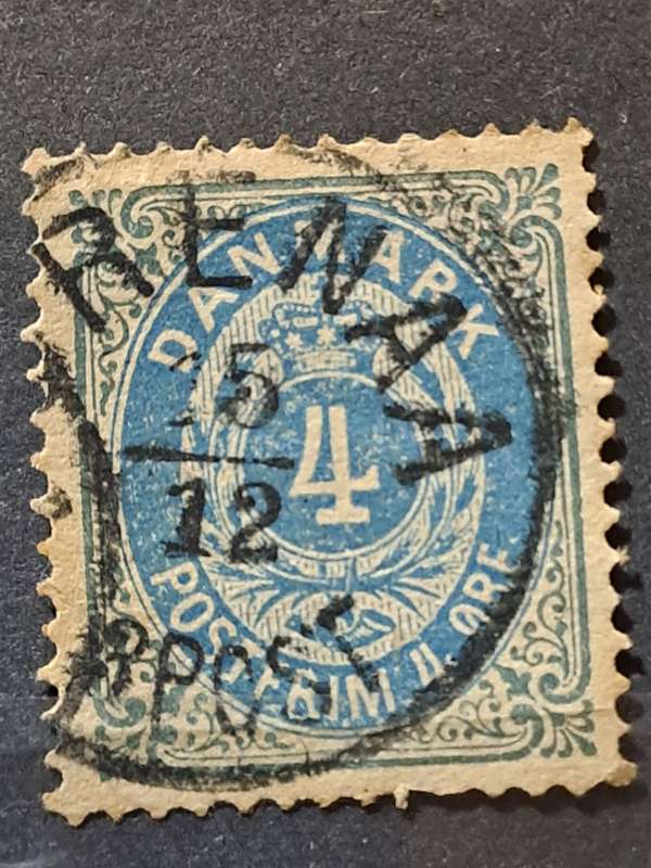 1875 - Denmark -  Postmark Grenaa - 4 - Royal Emblem